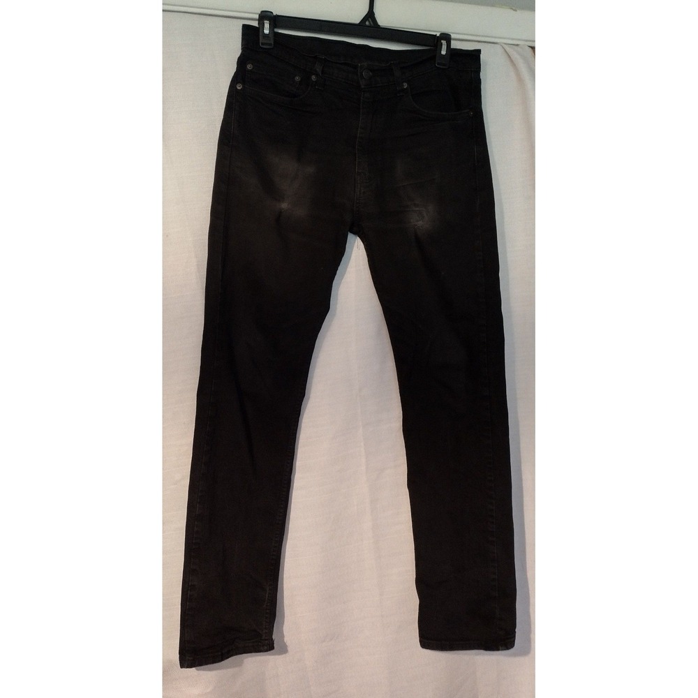 Levi's 505 Black Jeans Men's 34x34R Fit Straight Leg Distressed Grunge Denim